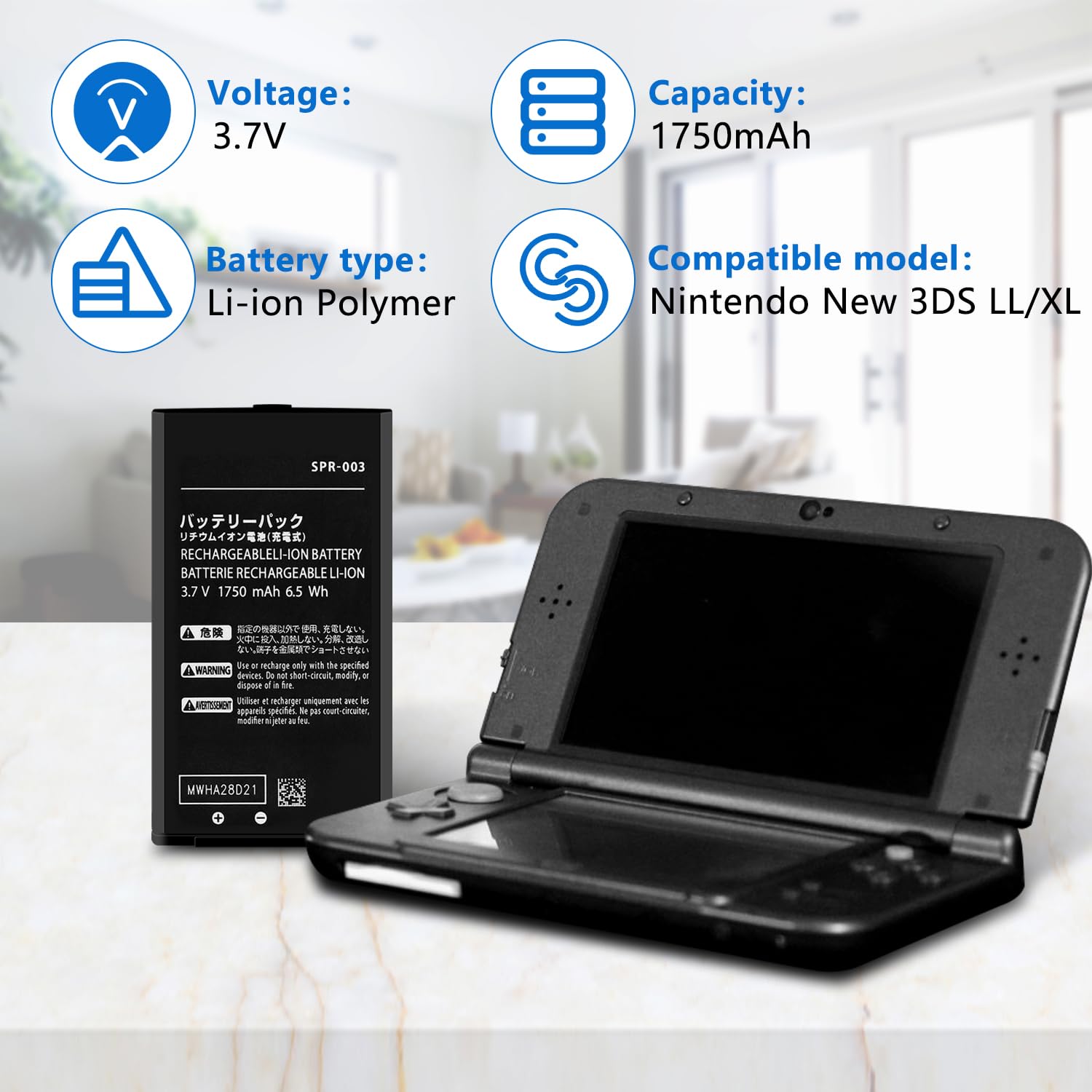 Amazon.com: OSTENT 1750mAh 3.7V Rechargeable Li-ion Battery Pack